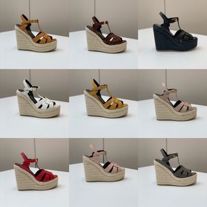 Классические сандалии последняя модная горячая летняя обувь толстое настольное наболочниковые туфли женская туфли на каблуках высотой 12,5 см.