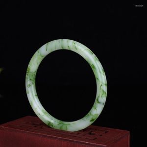 Bangle Natural Green Blue And White Hand-carved Round Bar Jade Bracelet Fashion Boutique Jewelry Women's Turquoise Beauty