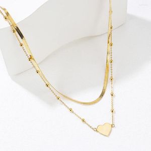 Chains 2023 Trend 14K Gold Plated Double Layer Bead Annulation Pendant Necklace For Women Stacked Choker Party Gift Fashion Jewelry