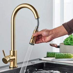 Kitchen Faucets 304 Stainless Steel Faucet Pull-out Gold Black Brushed Sink Tap Vegetables Basin Water Without Pipe