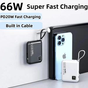 Мини-Power Bank 3 в 1, 66 Вт, сверхбыстрая зарядка, внешний аккумулятор для iPhone 13, Xiaomi Samsung, портативный внешний аккумулятор