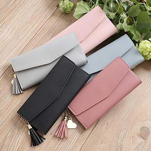 Wallets 2023 Fashion Womens Simple Zipper Purses Black Purple Gray Red Long Section Clutch Wallet Soft PU Leather Money Bag