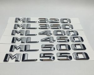 Adesivi per auto Chrome ML320 ML350 ML400 ML450 ML500 ML550 Lettere distintivo dell'emblema del bagagliaio posteriore per Mercedes ML Class3000841