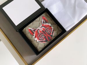 Designerskie torby męskie krótkie portfele litera G drukowane portfele uchwyty karty składane przenośne torebki marka Tiger Wąż Wolf Print Długie portfel