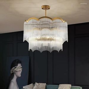 Lampadiers moderni lampadari a LED a LED in vetro di cristallo semplice soggiorno camera da letto lampada a sospensione designer di lusso lussuria illuminazione soffitta