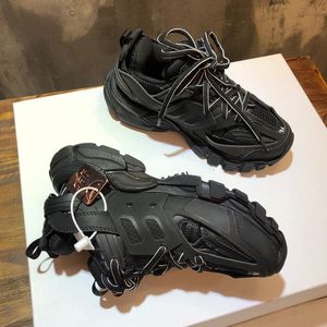 مصمم العلامة التجارية الفاخرة للرجال المسار 3 3.0 Triple Black Sneakers Tess.S. Gomma Leather Trainer Nylon Platform Platform Shoes Top