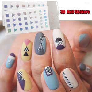 Nail Stickers Fashion 3D Geometric Sticker Laser Triangle Square Round Circle Adhesive Decals DIY Manicure