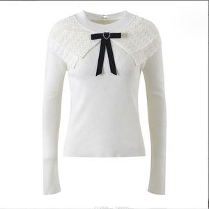 1030 2023 Herbst Marke Gleicher Stil Pullover Langarm Rundhals Pullover Weiß Rosa Damen Kleidung Hohe Qualität Damen YL