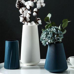 Decorative Flowers & Wreaths Morandi Color Plastic Vase Plants Decoration Ornaments Modern Vases For Flower Arrangements Home Table Decor Ss