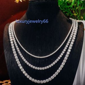 قلادات مجوهرات راقية الهيب هوب S925 Silver VVS Moissanite Diamond Cluster Iced Out Out Tennis Chain Neckleace for Men Women