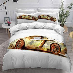 Sängkläder set Housse de Couette 200x200 säng Cover 3D Print Cool Car Quilt Set For Boy Double Size Dekbedovertrek 228x228