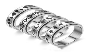 Anello spinner in acciaio inossidabile rotabile per donne anelli a fascia vivida da uomo Moon Star Celtic Celtic Stress alleviati ansia da matrimonio larga7648095