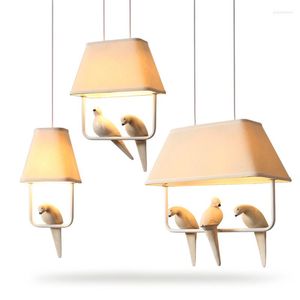 Pendant Lamps Creative Cloth Art Bird LED Lights For Children Room Restaurant Kitchen Decoration Hanging Lamp Le WJ42510