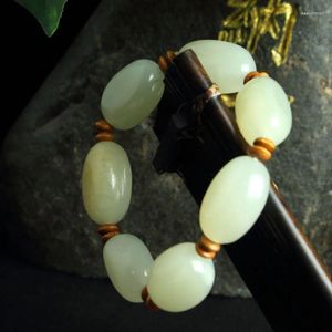 Bangle White Jade Bracelet Seed-Shaped Chinese Men's Hand-Polished Greenish Rough Stone Large