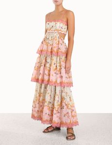 Runway Dress 2023 Shell Lace Peach Gradual Flower Pattern Slim Strap Dress Designed by Australian Designer 02