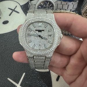 다이아몬드 시계 남성 시계 904L 스틸 릴로제 사파이어 유리 렌즈 CZ 다이아몬드 자동 기계 운동 모터 고급 럭셔리 시계 손목 시계