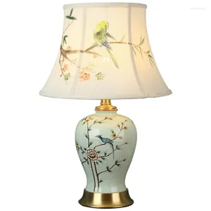 Tischlampen Chinesische handgemalte Blumen Vogel Keramiklampe für Schlafzimmer Nacht Wohnzimmer Foyer Arbeitszimmer Schreibtisch Lesenachtlicht 190143