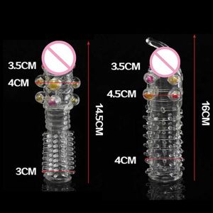大人のおもちゃのマッサージャーの男性再利用可能なペニスエクステンダースリーブディルドエンハンサー遅延射精クリスタルおもちゃ製品