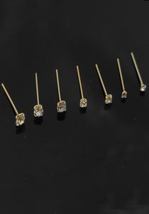 925 Sterling Silver Stud Clear Crystal Pin Piercing Nose Smycken 36PCSPACK2655937
