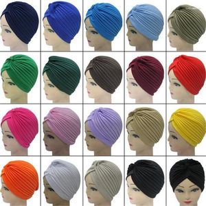 Schals Bohemian Frauen Turban Hut Stretchy Hijab Baumwolle Kreuz Muslimische Kappen Kopftuch Knoten Twist India Lady Chemo Cap Kopf Wrap