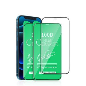 HD Clear Ceramics Screen Protector Full Glue 100D Filmskyddsskydd för iPhone 14 13 12 11 Pro Max XS XR X Samsung S22 S23 Plus A14 A34 A54 A04 A04E A04S A13 A23 A33 A53