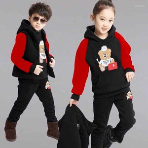 Kleidung Sets Mädchen Kleidung Set Teen Kinder Trainingsanzug 2023 Herbst Winter Weste Hoodies Hosen 3pcs Kinder Anzüge Jungen 8 10 12 Y