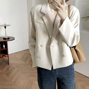 Damenanzüge UNXX Frühling Büro Outfits Frauen 2023 Y2k Koreanische Mode Elegant Zweireiher Beige Blazer Mujer Luxus Designer Kleidung