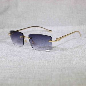 2023 Occhiali firmati New Vintage Occhiali da sole senza montatura Leopard Gafas Retro Shades Men Driving Clear Glass Frame per occhiali da lettura 166