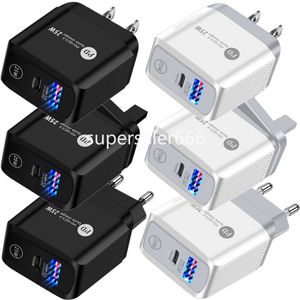 25W 20W 18W PD USB C Wall Charger 2Ports Fast Charging Eu US Type c Power Adapter For Iphone 12 13 14 15 Pro Max Samsung S1 Pc mp3