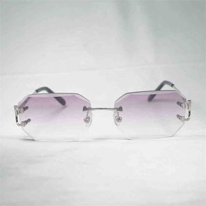 2023 Designer Glasses New Vintage Rimless C Wire Sunglasses Men Eyewear Women For Summer Diamond Cutting Clear Glasses Metal Frame Oculos Gafas tr1