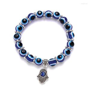 Braccialetti con ciondoli Bracciale con occhio diabolico fortunato turco per donna Braccialetti con perline malvagie blu retrò Uomo Fatima Hand Palm Boho Jewelry