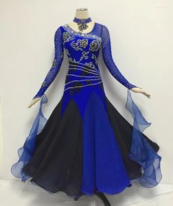 Bühnenkleidung, Standard-Walzer-Tanzkleid, Königsblau, glänzender Diamant, Tango, Ballsaal, Wettbewerb, Tanzkostüm, Damenkleider