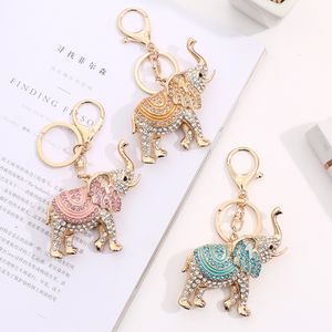 New Animal Elephant Key Holder Chains Enamel Colorful Crystal Bag Pendant Keyrings KeyChains For Women Fashion Jewelry Wholesale