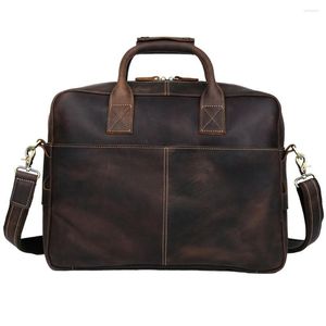 Evrak çantaları en kaliteli el yapımı çılgın at deri dizüstü bilgisayar çantası çanta çanta çantası elçi çanta erkekler çanta moda crossbody omuz 1019
