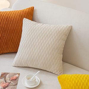 Nordic Solid Color Fleece Fold Pillow Case Small Wave Plush Pillow Set Home Decoration Living Room Sofa Cushion Set 1224282