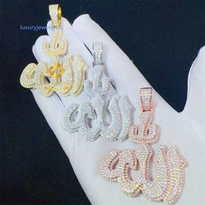 Bulk Stock GRA -certifikat passerar diamanttestare Iced Out Fire Jewelry S925 VVS1 Moissanite Diamond Pendant Necklace