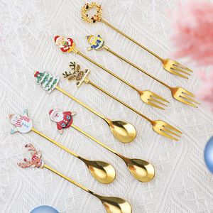 Dinnerware Sets Cute Christmas Santa Spoon Fork Decorations For Home Xmas Tableware Dinner Decor 2023 Year Gif