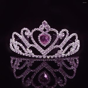 Klipy do włosów podwójne brzoskwiniowe serce Big Crown Bridal Jewelry Akcesoria ślubne Przybory