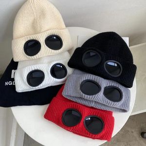 Berets Hat Autumn And Winter Caps For Men Women's Windproof Glasses Thickened Ski Knitted Wool Beanies Outdoor Warm Ear Protection