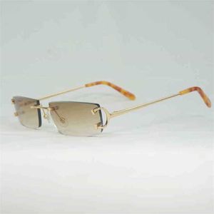 2023 Designer-Brille neue modische C-Draht-Sonnenbrille Männer randlose kleine Linsen-Quadrat-Frauen für Outdoor-Club-Klarglas-Rahmen culos Shades