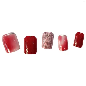 False Nails Rose Pink Glitter Fake Not Hurting Hands Easy To Break For Hand Decoration Nail Art