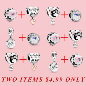 925 silver Fit Pandora Original charms DIY Pendant women Bracelets beads Flower Hot Air Balloon Paw Print Saturday Dangle