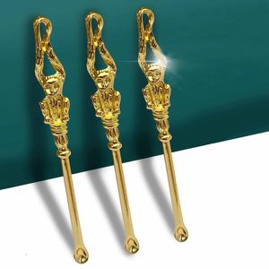 Colorful Gold Silver Portable Monkey Style Smoking Herb Tobacco Straw Spoon Shovel Dabber Scoop Nails Snuff Snorter Sniffer Waterpipe Bong Cigarette Holder