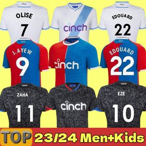 2023 2024 Olise Crystal Futbol Formaları 23 24 Zaha Eze J.AYEW Sarayı Ev Top Futbol Gömlek Kiti Benteke Schlupp Mateta Edouard Gallagher Jersey Üniformaları 26 28 L L 28 L