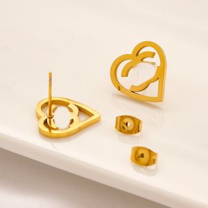 Women Real Gold Plated Stainless Steel Stud Fashion Designer Letters Earrings Geometry Wedding Party Jewerlry ZG2023