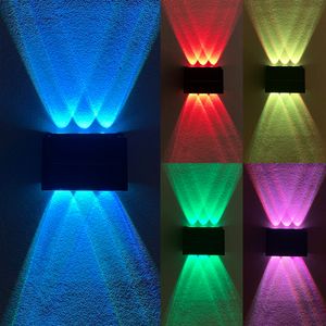 Solar-Wandleuchten, RGB, für den Außenbereich, wasserdicht, 6 LEDs, nach oben und unten leuchtende Beleuchtung, für Garten, Heimdekoration, Wall-Washer-Scheinwerfer