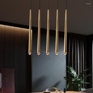 Pendelleuchten Lichter LED-Lampe Postmoderner Luxuskristall Nordic Golden Black Long Stair Restaurant Hanging Light Kronleuchter