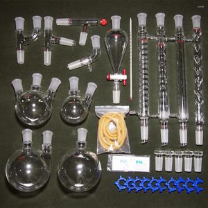 Advanced Chemistry Lab Glassware Kit: 24/29 Joints, Adapters, Flasks, Condensers, Funnels, Clips for Distillation