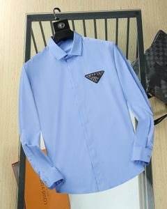 2023Designer men's dress Shirt Casual slim-fit silk shirt European plaid long sleeve casual business clothing silk M-3XL