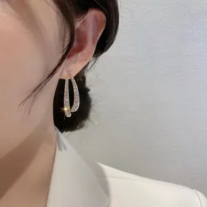 Dingle örhängen vSnow Stylish Cross Gold Silver Color Metallic Earring For Women Retro Rhinestones Long Party Jewelry Accessories